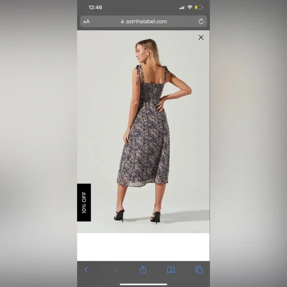 ASTR The Label MILKMAID TIE STRAP FLORAL MIDI DRESS Small - Picture 2 of 9